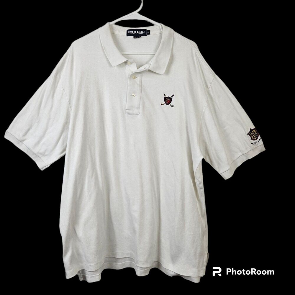 POLO Golf Ralph Lauren Mens XL White Polo Shirt Casual Embroirdered Logo USA